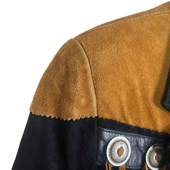 VTG Scully Jacket Womens Sz 10 Black Brown Fringe Suede Leather Jacket Western - Picture 9 of 16